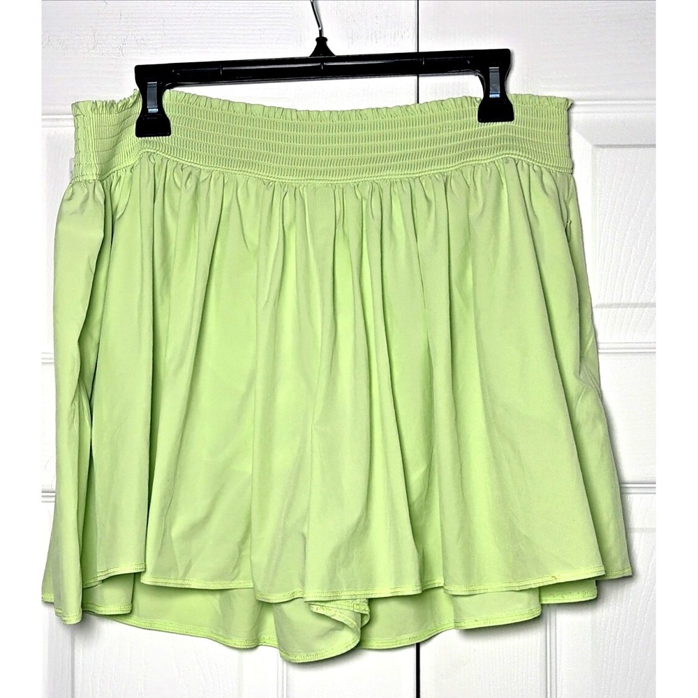 Athleta Match Point Skort Womens Size L‎ Lime Green Athletic Tennis Golf Pleated